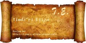 Timári Eliza névjegykártya